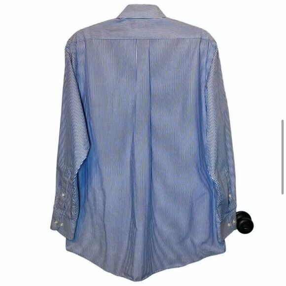 Chaps by Ralph Lauren Striped Easy Care Poplin Dress Shirt in Blue/White Men’s M - Picture 4 of 8
